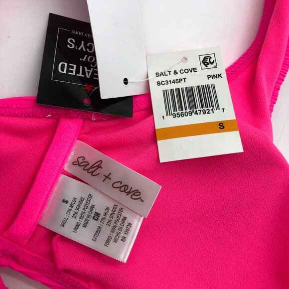 Salt + Cove Womens Pink Ribbed Bikini Swim Top Size S - Picture 5 of 6